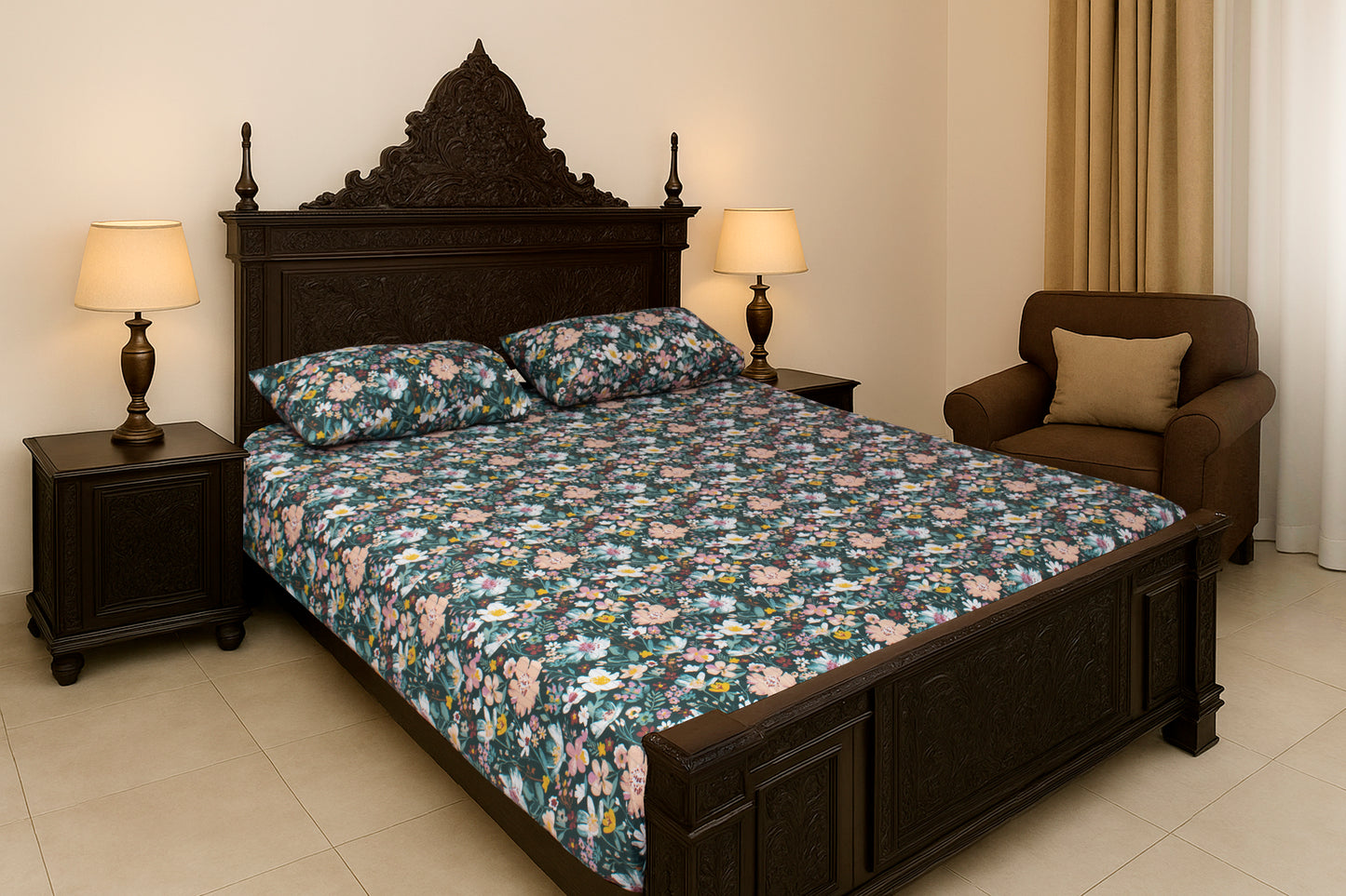 Cotton Green Floral