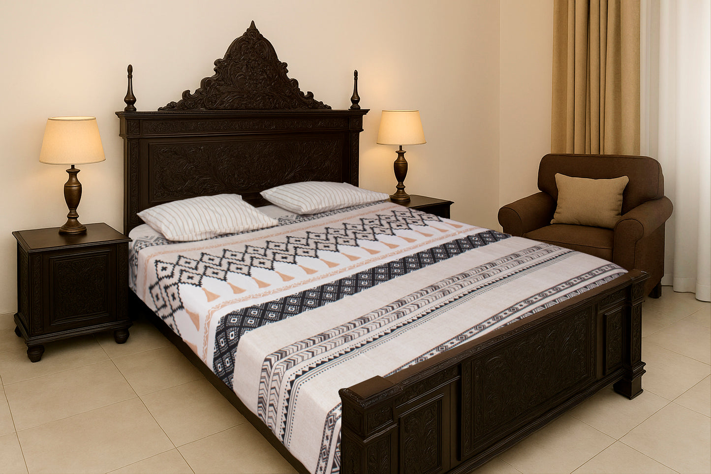 Cotton White Black Striped